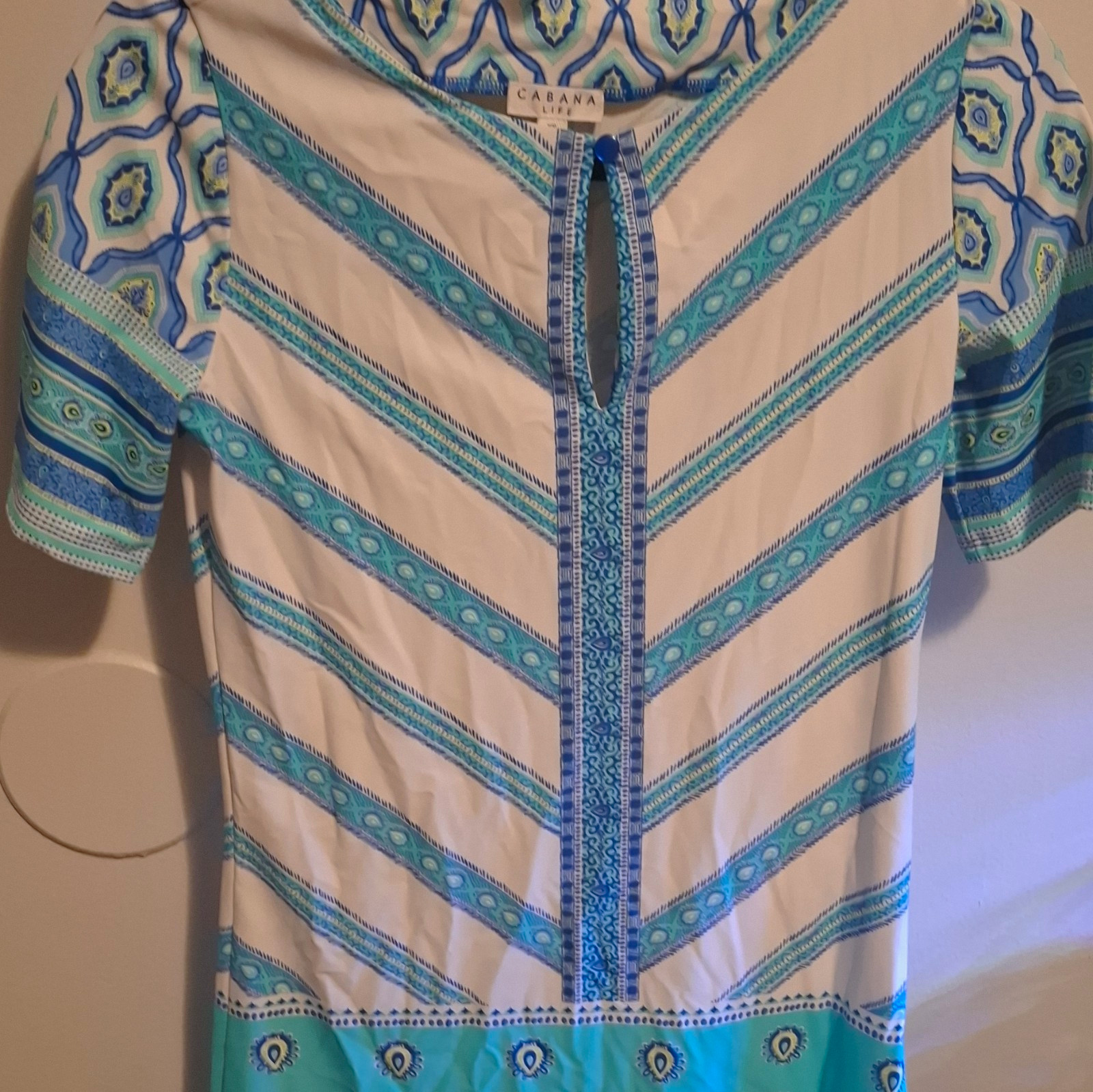 Cabana Life XS Shift Dress V-Neck Button Cotton Lightweight