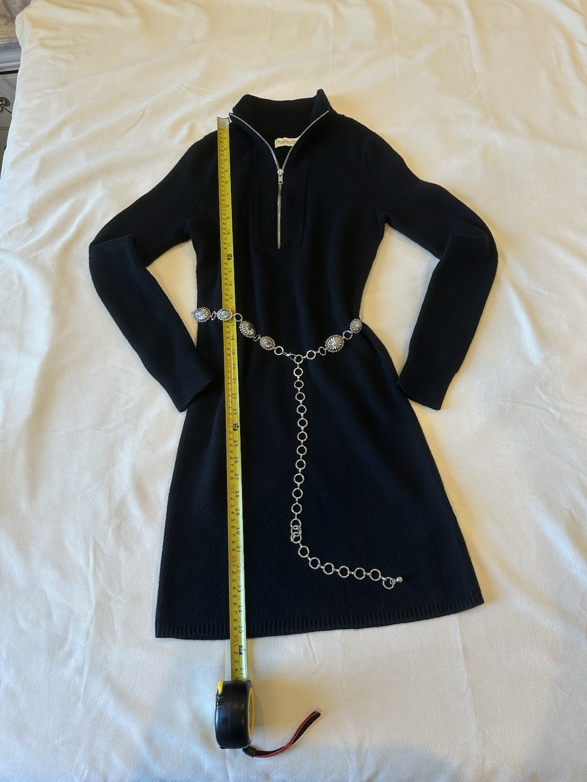 Abercrombie & Fitch Black Solid Knit Mock Neck Half Zip Sweater Dress Women M