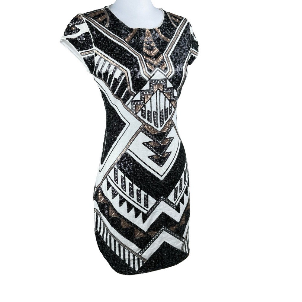 Express Art Deco Sequin Geometric Aztec Tribal Bodycon Cocktail Evening Dress