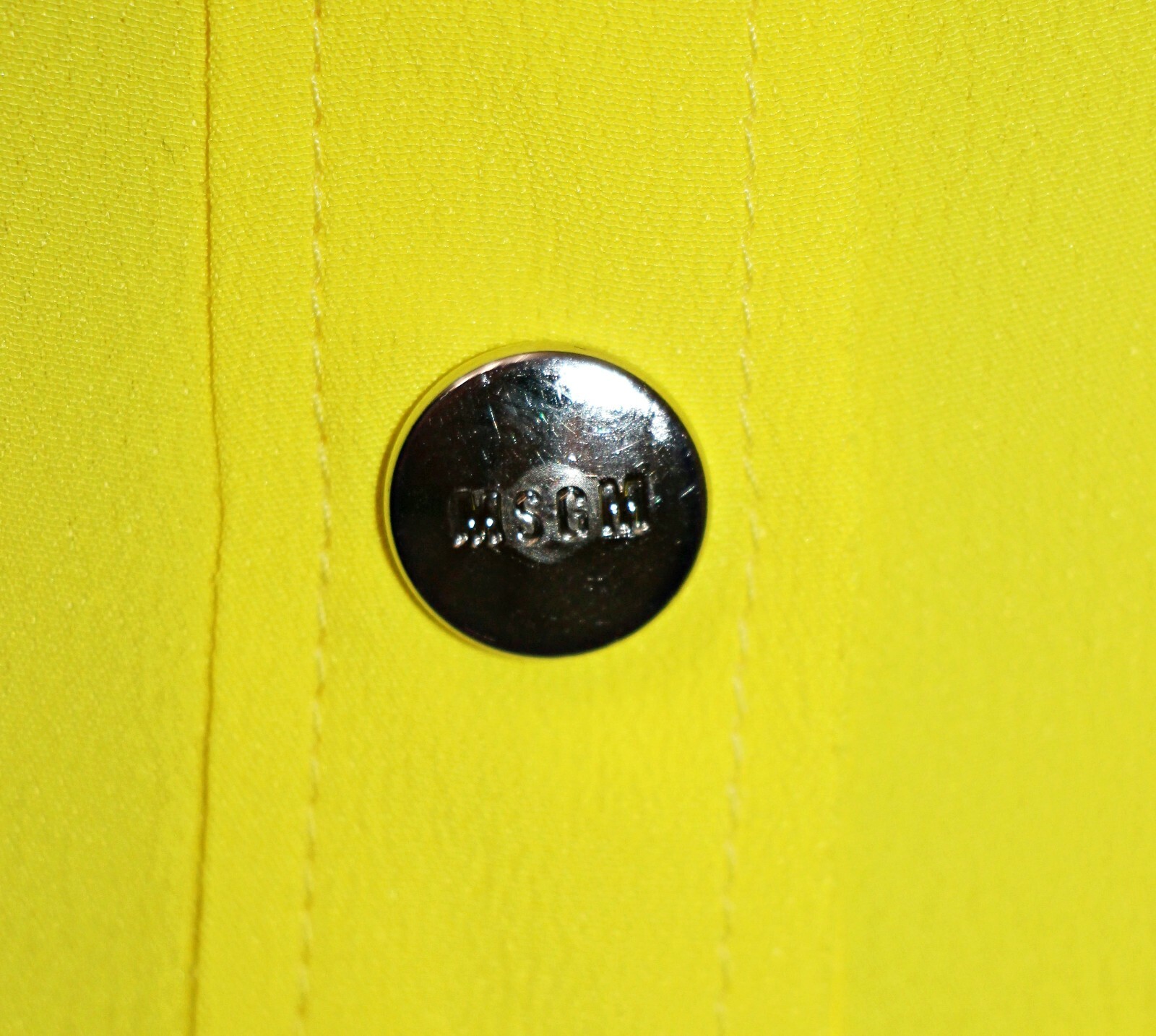 MSGM Yellow Chiffon Logo Snaps Shirt Dress sz US 6 / IT 40 $960 Made in Italy
