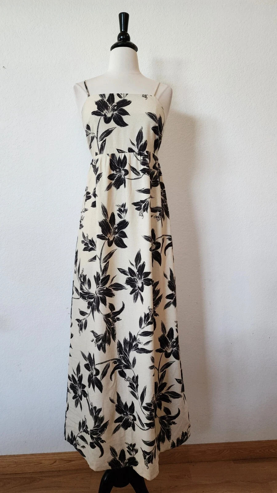 New Anthro Midi Dress Size Small Linen Blend Coquette Floral Goddess Boho