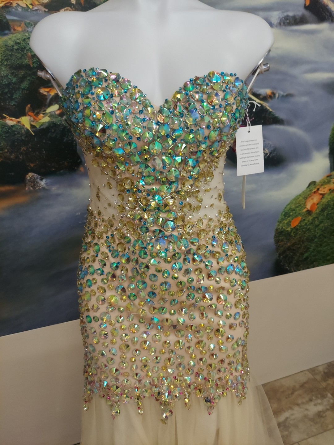 Morilee Seaglass Sh Bead Gem Mermaid Strapless Zip Seethrew Dress