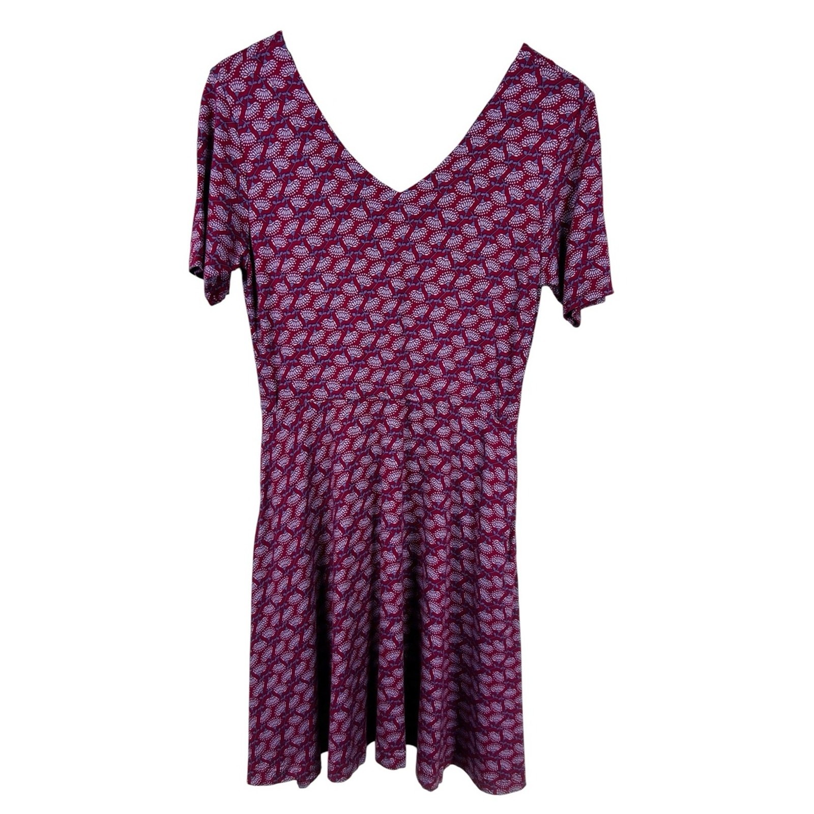 Dharma Wine Pink V-Neck Short Sleeve Fit & Flare Dress Size Medium