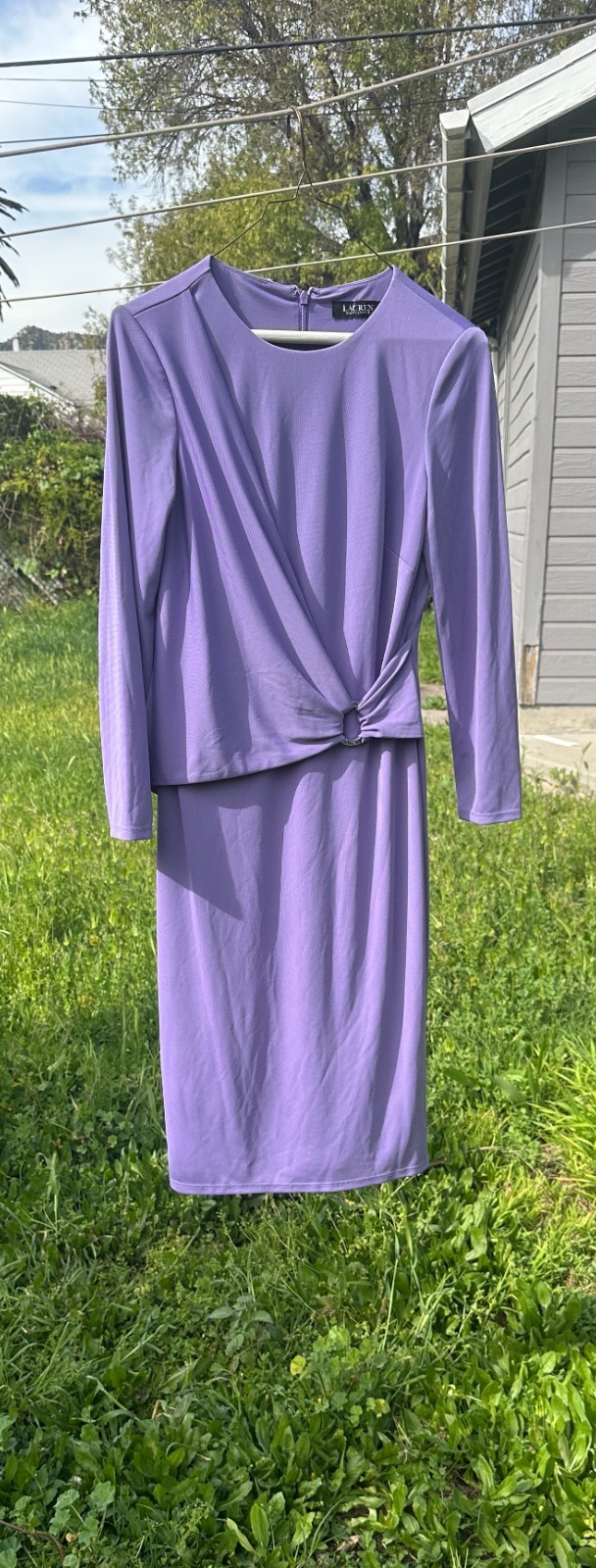 Lauren Ralph Lauren Lavender Longsleeve Dress for Any Occasion Sz 2