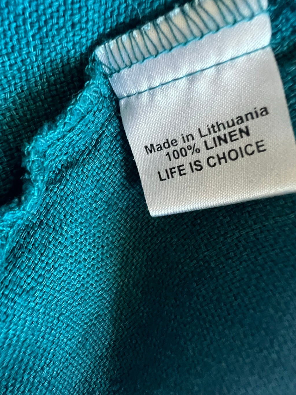 Dressed in FLAX Midi Dress Size SP Teal Blue Linen 100% Linen