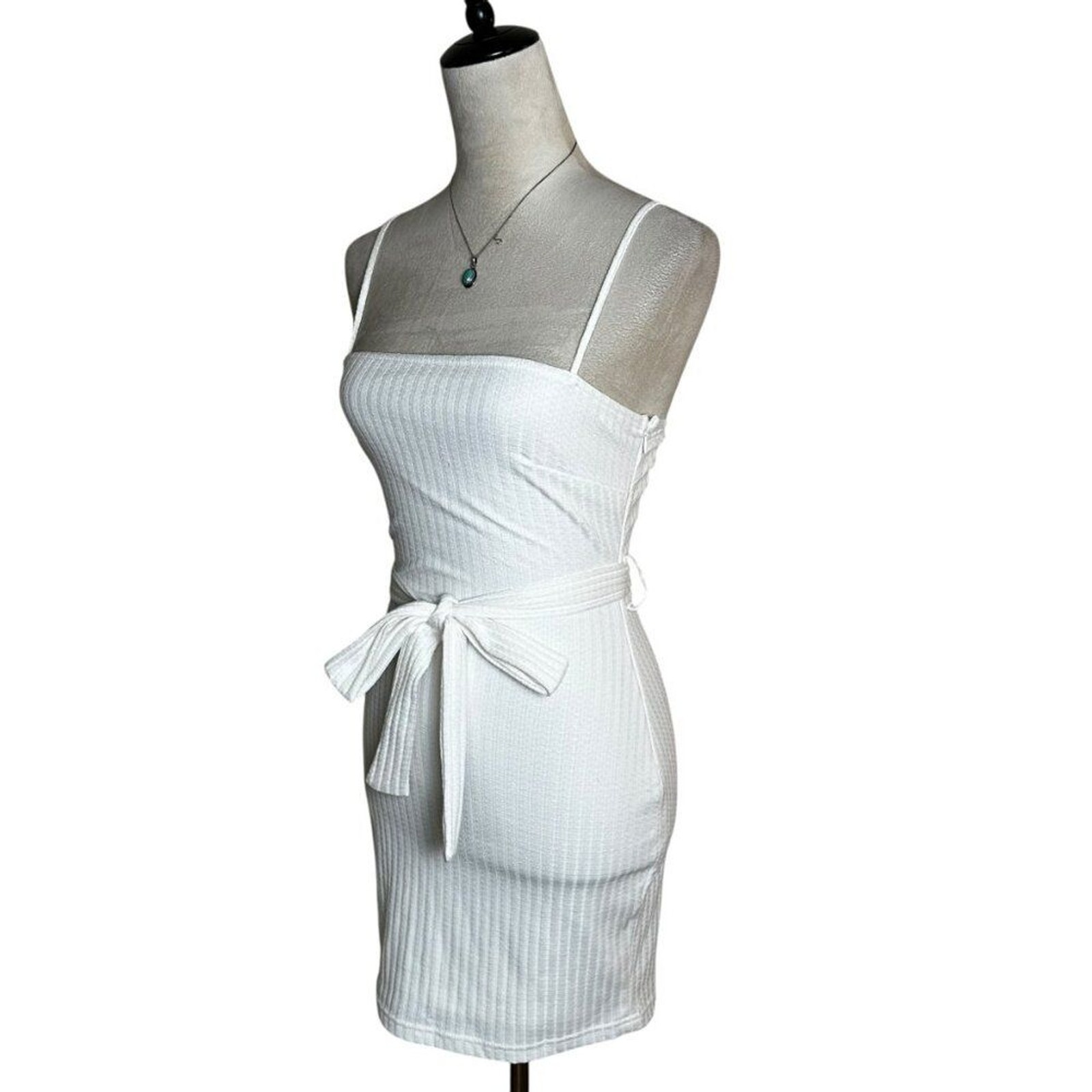 Saints + Secrets White Ribbed Knit Mini Dress Small | Graduation Bachelorette