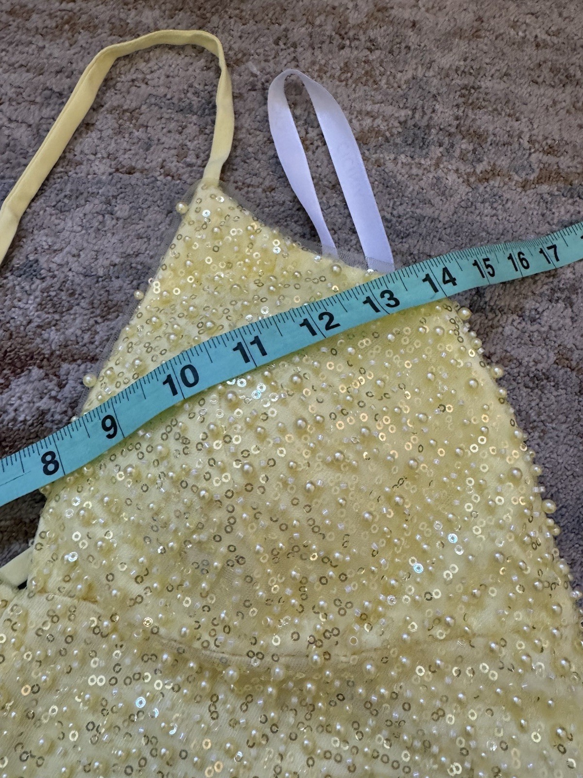 Cicinia V-Neck Daffodil Spaghetti Straps Prom Wedding Sequin Yellow Gown New