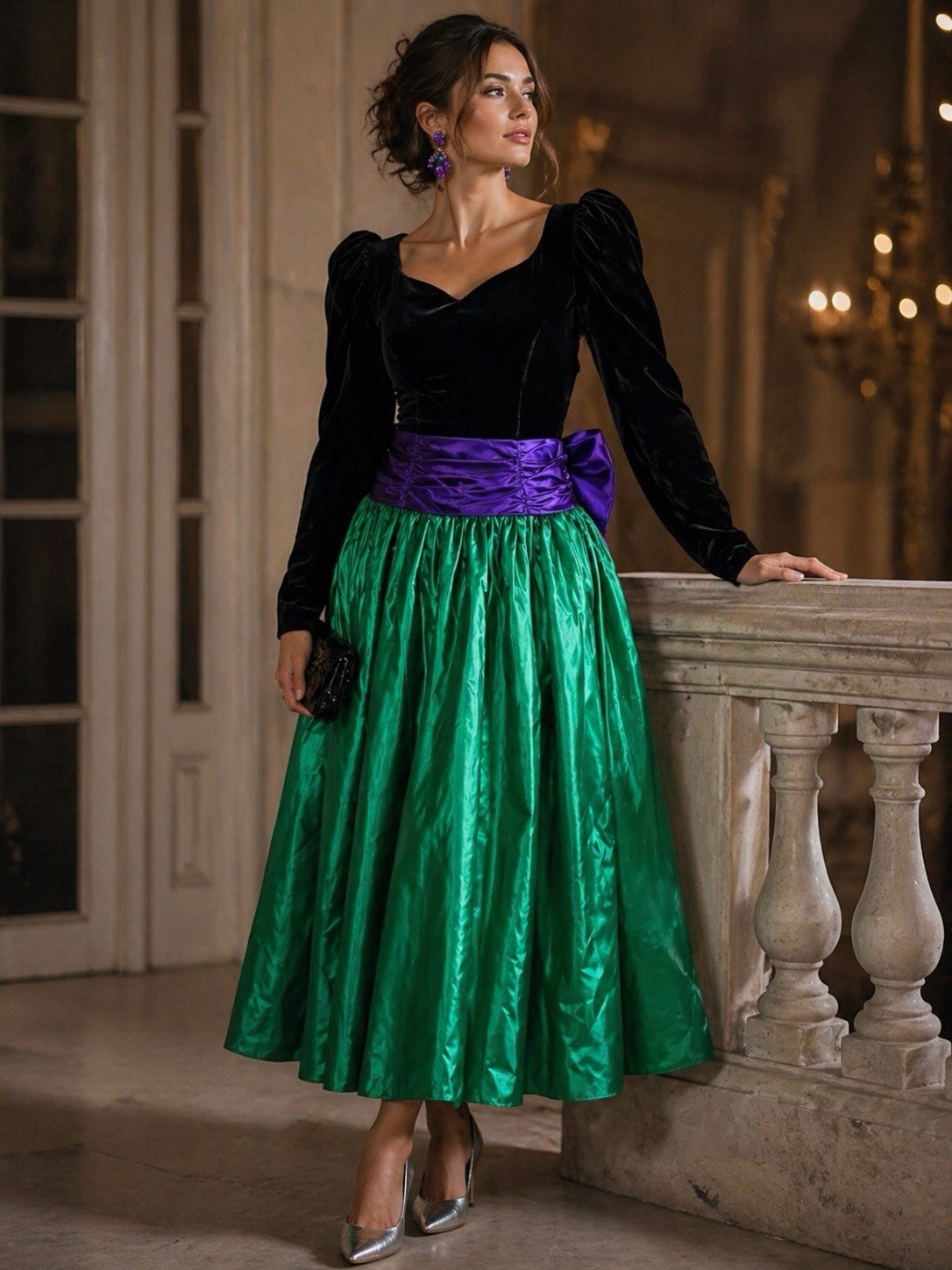 Gunne Sax by Jessica McClintock Women’s 3 Green Dress 80s Fit & Flare Prom Dance