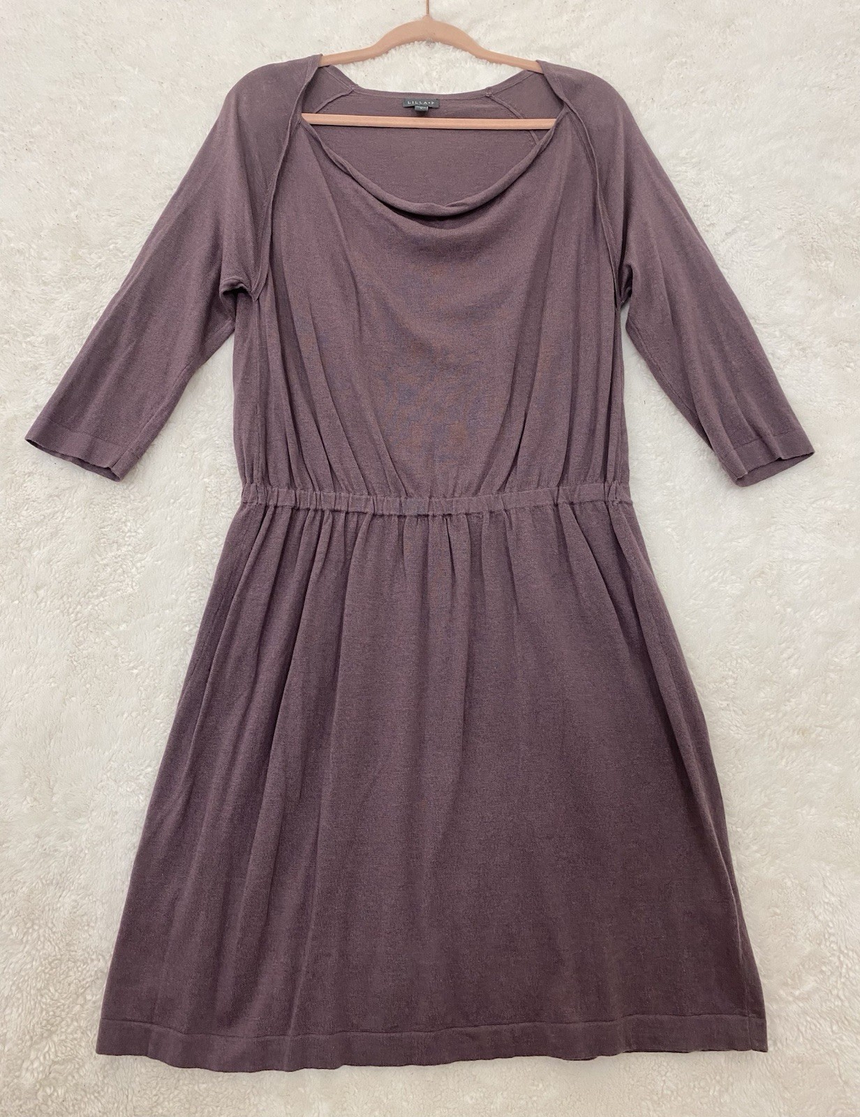 Lilla P Womens Draped Neck Cashmere Blend Mini Sweater Dress Size Large $198