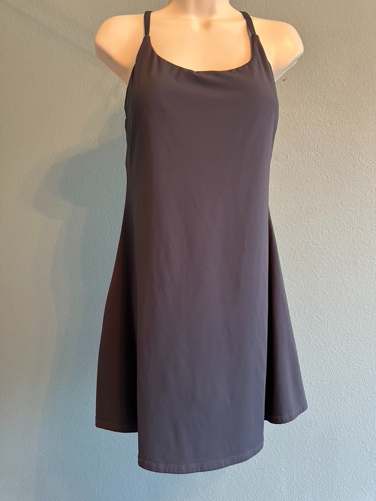 Active Dress, Workout Dress, Fitness Dress with Skort and Pocket Color Grey M