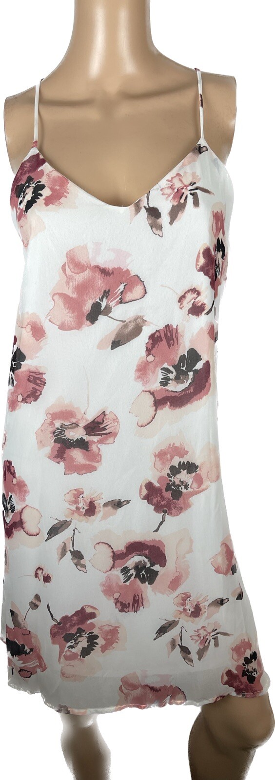 Perfect Peach Women’s Floral White Chiffon Dress Size M Retail $29.95