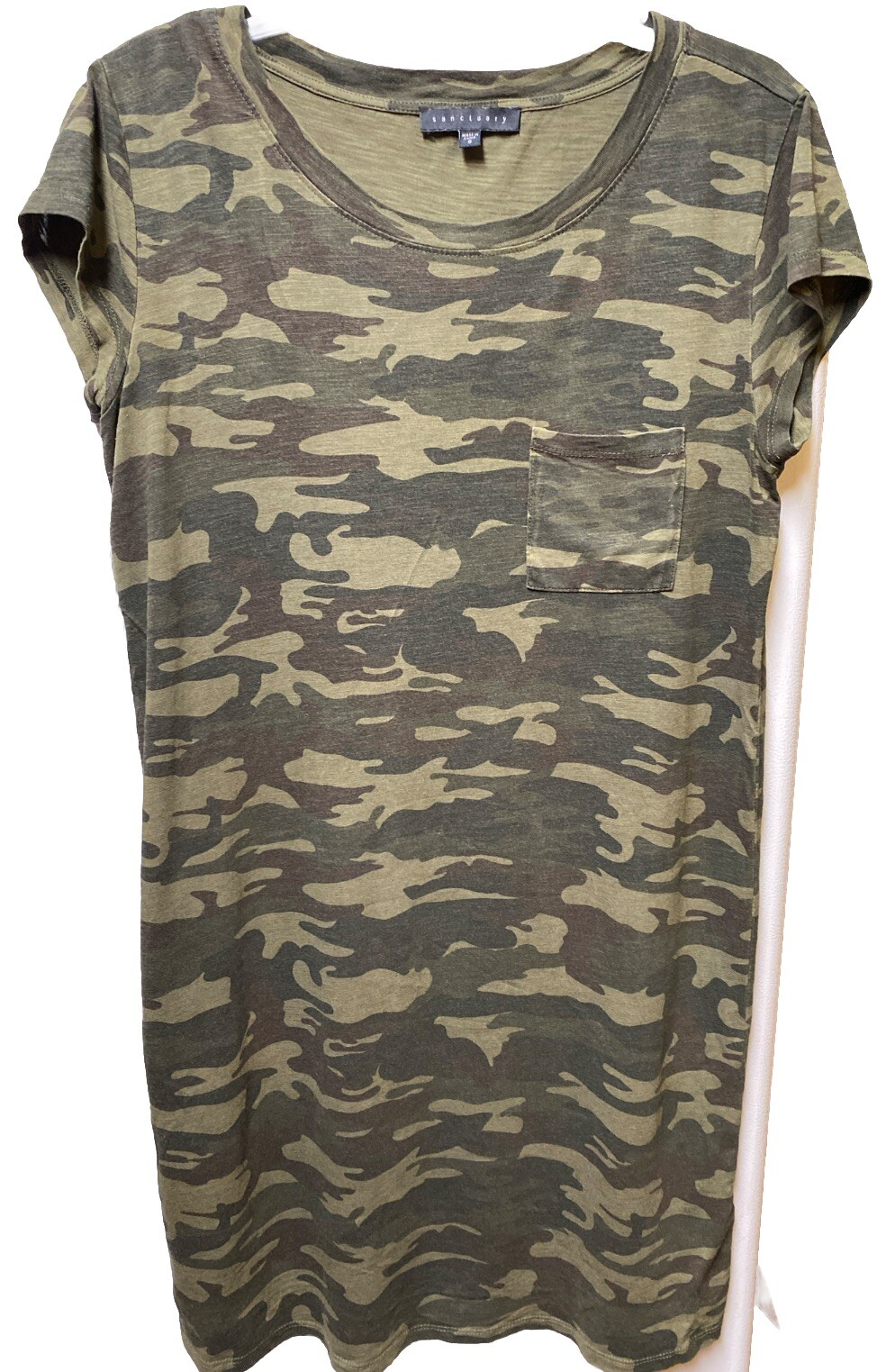 SANCTUARY WOMEN’S ARMY CAMO GREEN ONE POCKET OUTDOOR BOHO DRESS SIZE S
