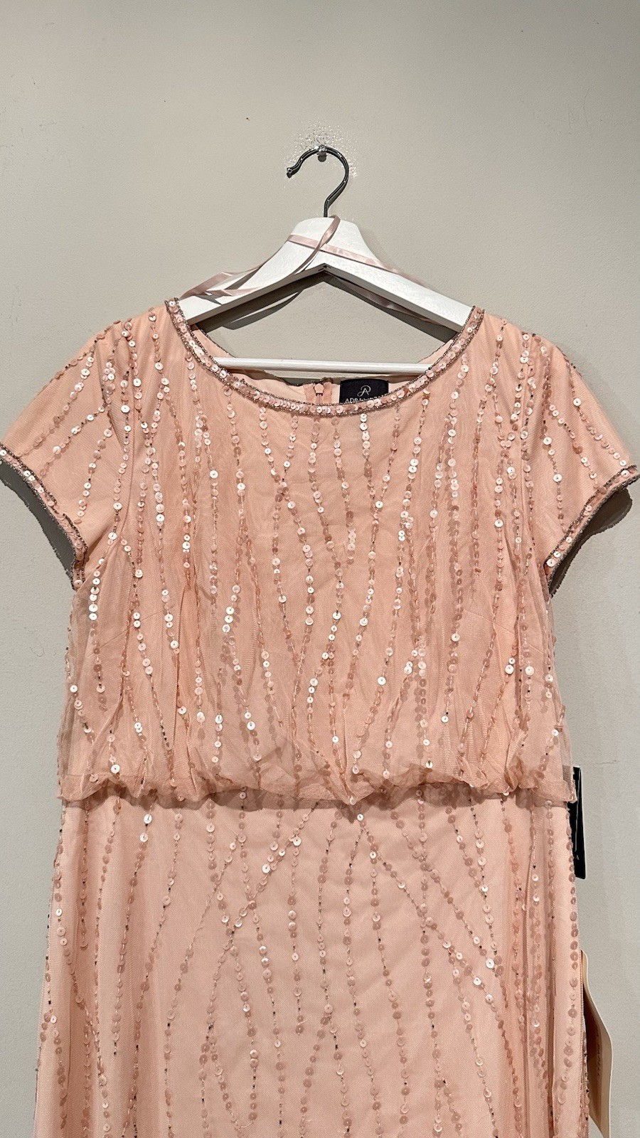 NWT Adrianna Papell Embellished Beaded Blouson Gown Women Dress 14 Party Wedding