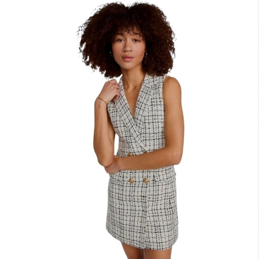 Alice + Olivia Jordy Double Breasted Wool-Blend Tuxedo Dress