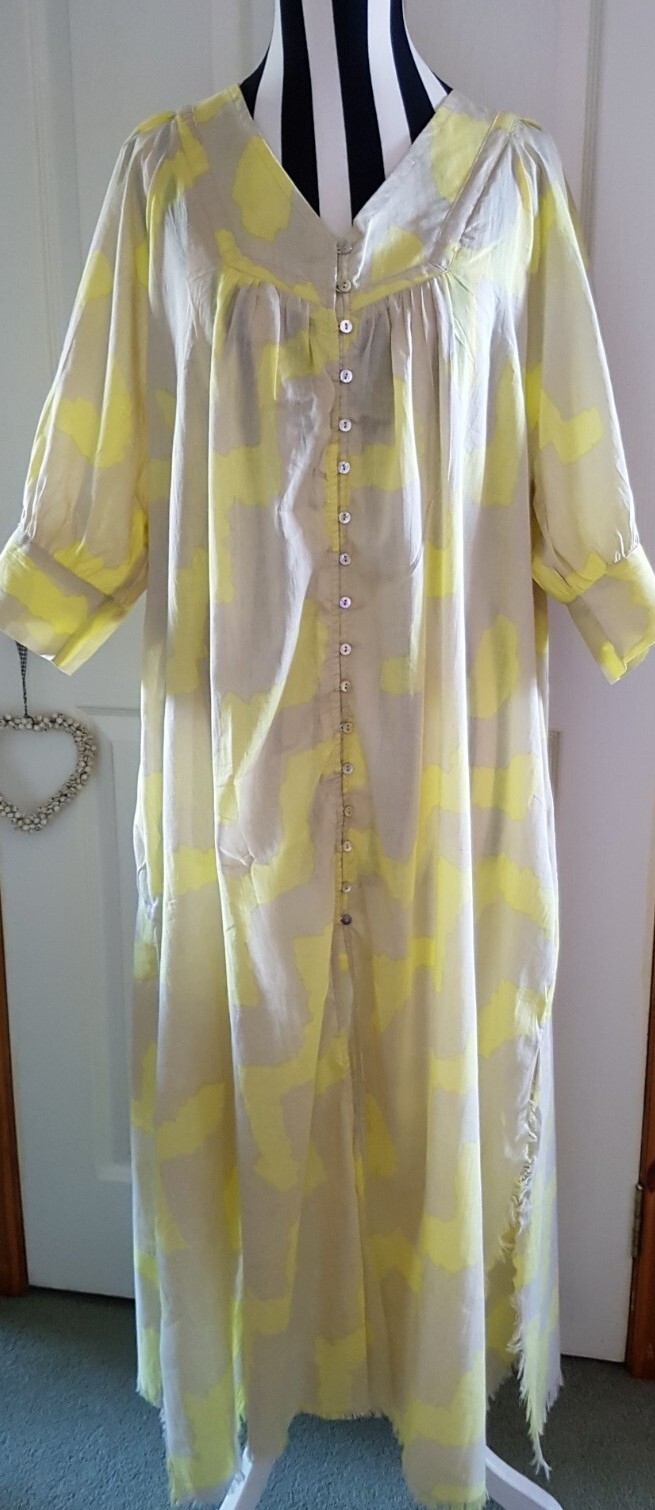PARFOIS Summer Beach Maxi Dress Robe Cover Up Flowing Relaxed Sz M/L Holiday