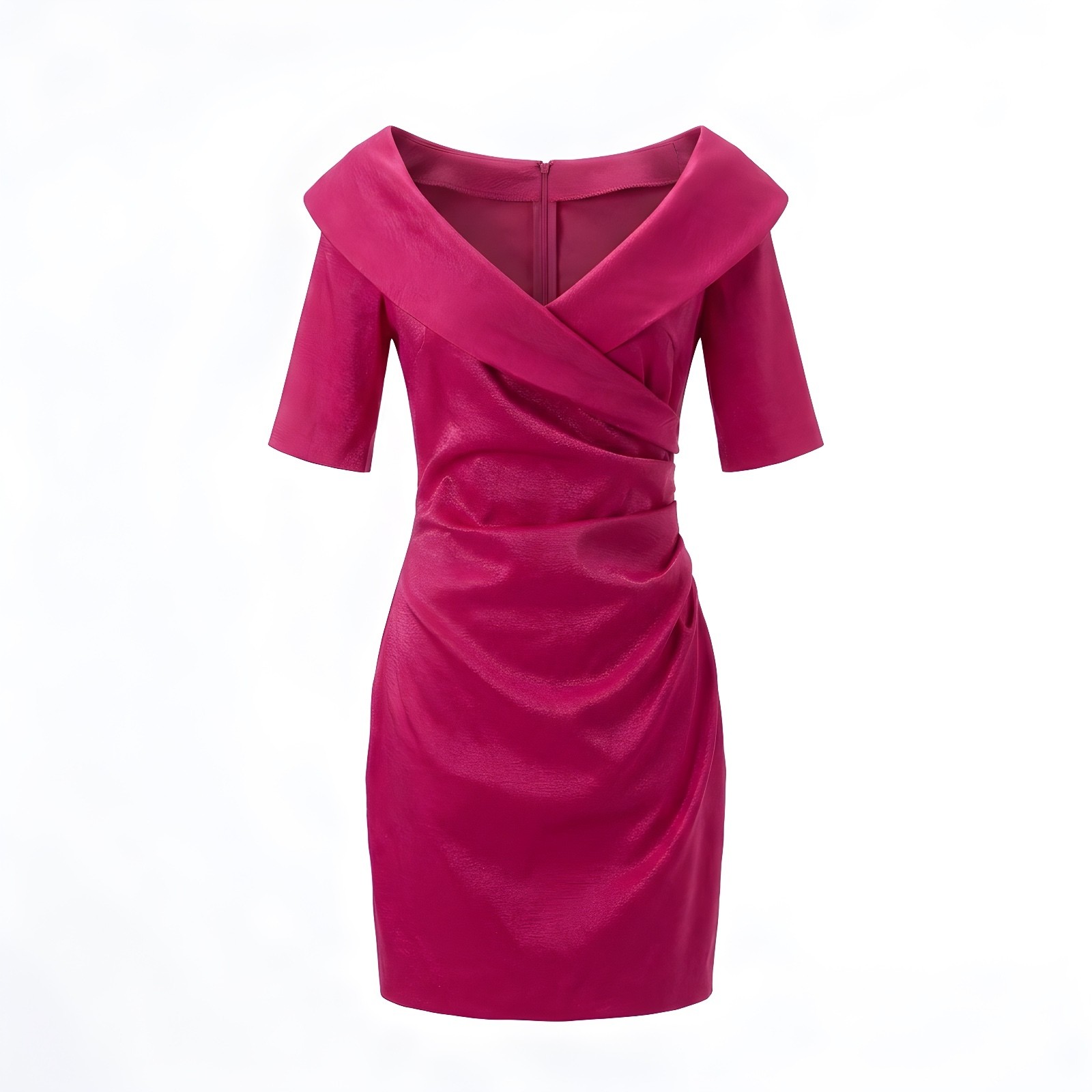 Joseph Ribkoff Fuchsia Off-Shoulder Wrap Mini Dress