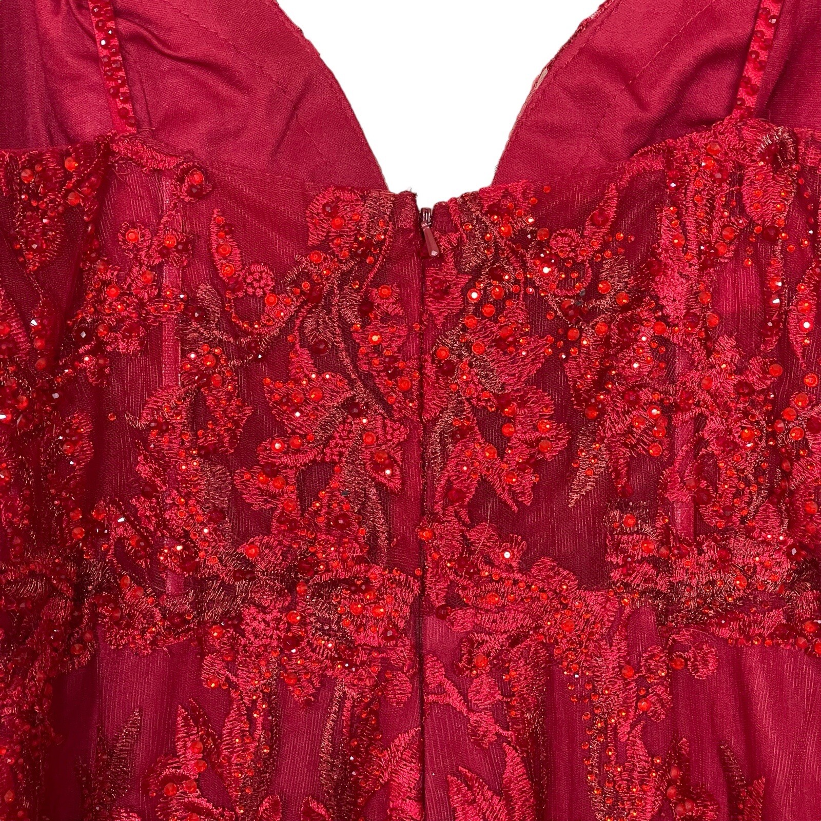 Mac Duggal Gown Dress Womens Size 18 Mermaid Red Lace Sequin Beaded 20330 $798