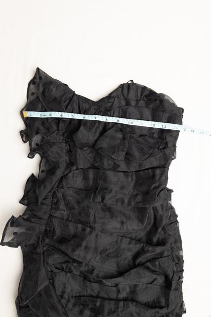 DO+BE Womens Black Strapless Ruched Ruffle Mini Dress Cocktail Party M LBD📝