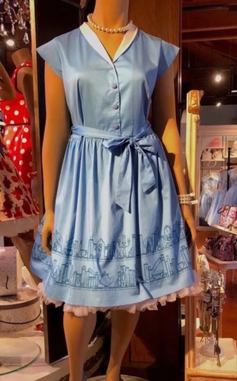 Disney Parks Womens Blue The Dress Shop Beauty Beast Belle Village Dress Size M