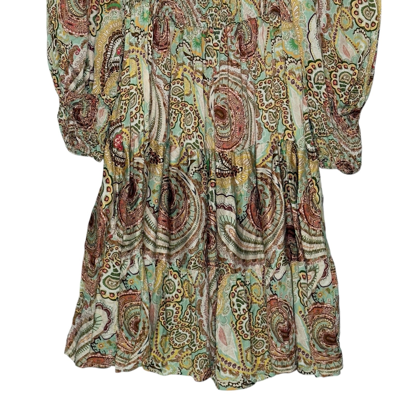 Sofia Made in Italy Sofia Smock Neckline Tiered Dress Multicolor Earth Tone Boho