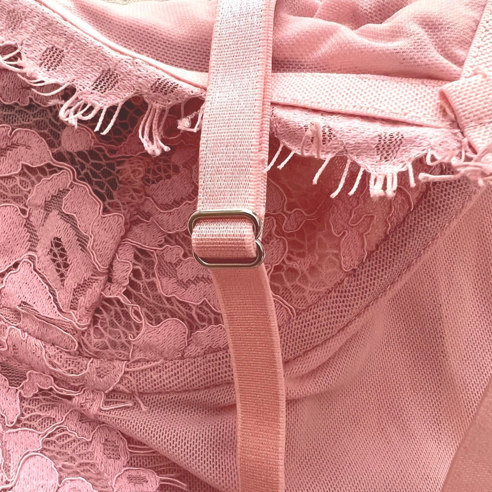 Forever 21 Pink Lace Bustier Mini Dress Adjustable Straps Feminine Sexy Womens L