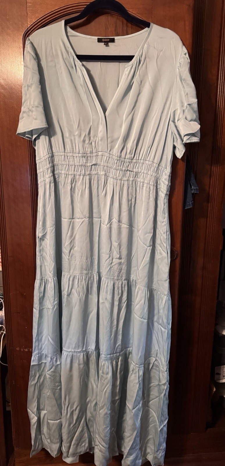 Quince washable stretch silk tiered maxi dress XL NWOT