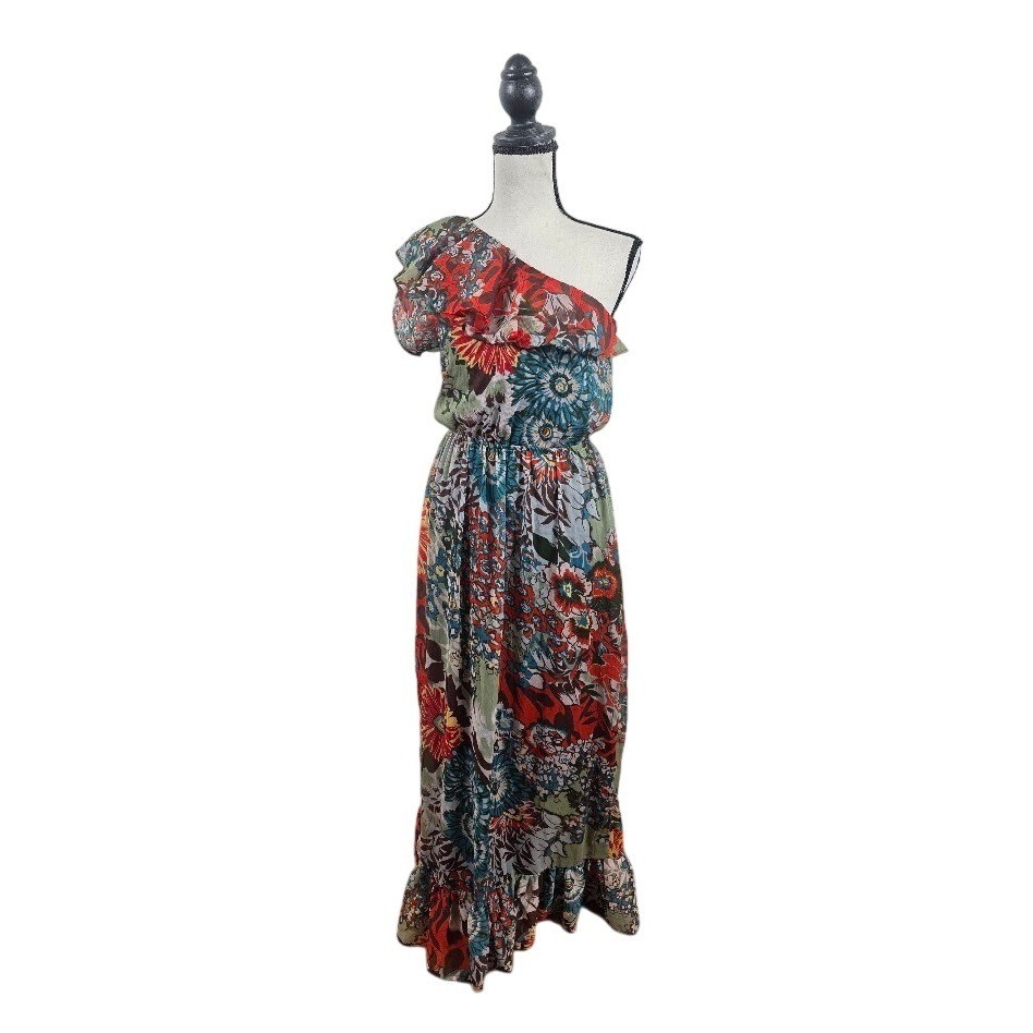 American Rag Maxi Dress Womens S Floral Prairie Ruffle Boho Gypsy