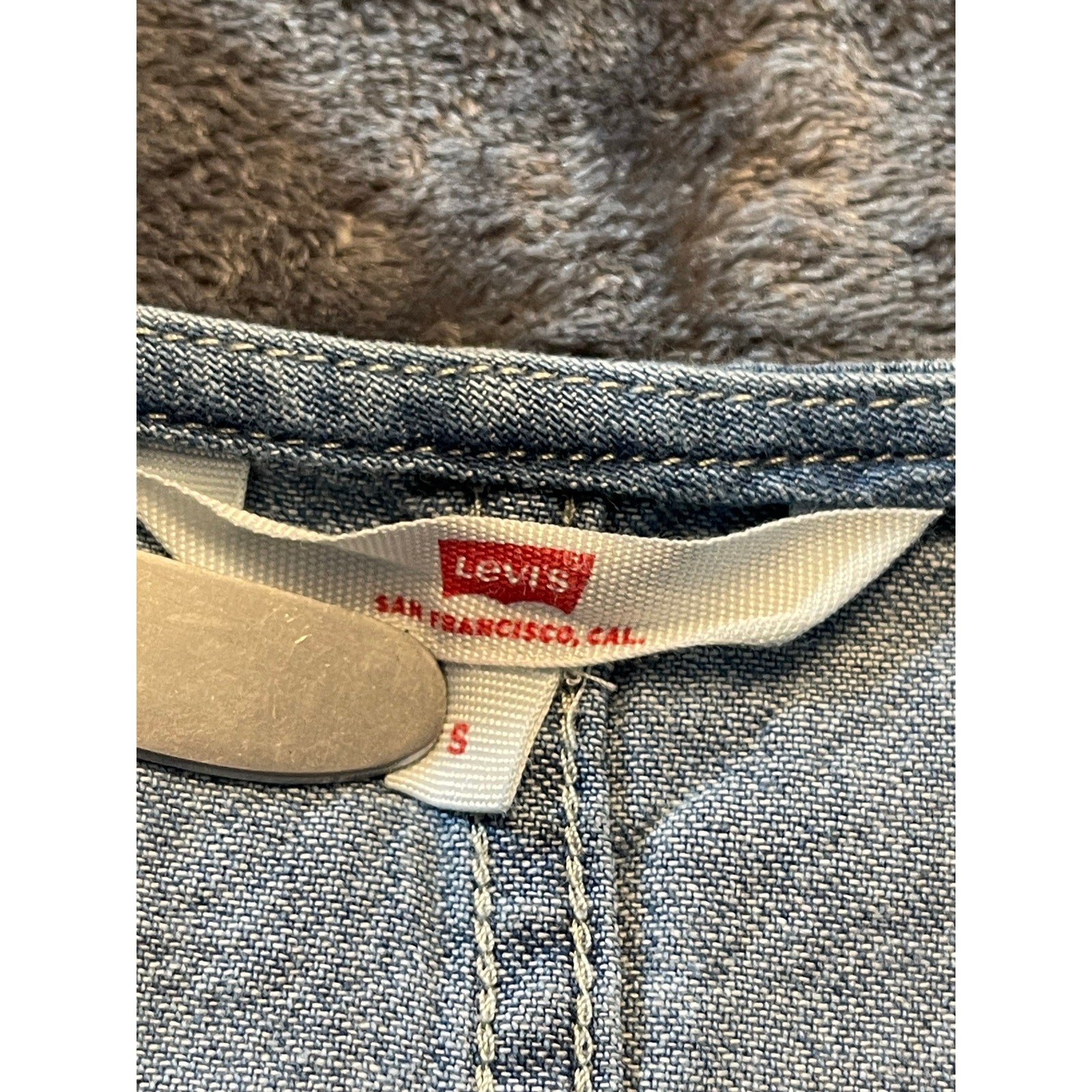 Levi’s Button Front Tiered Denim Sun Dress Medium Wash Blue Women’s Size Small
