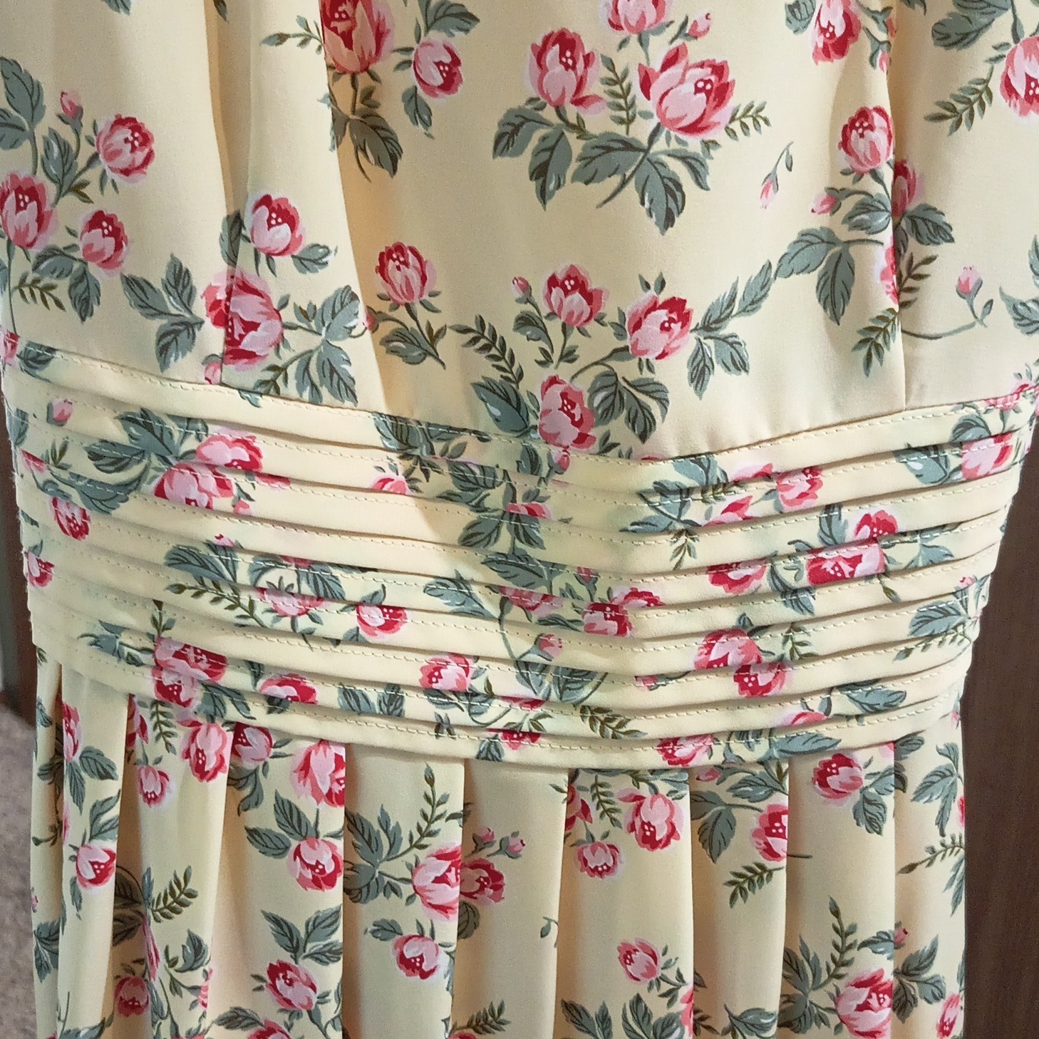 Kathi Lee Collection Women’s 8 Yellow Floral Maxi Dress Zip Belted Polyester