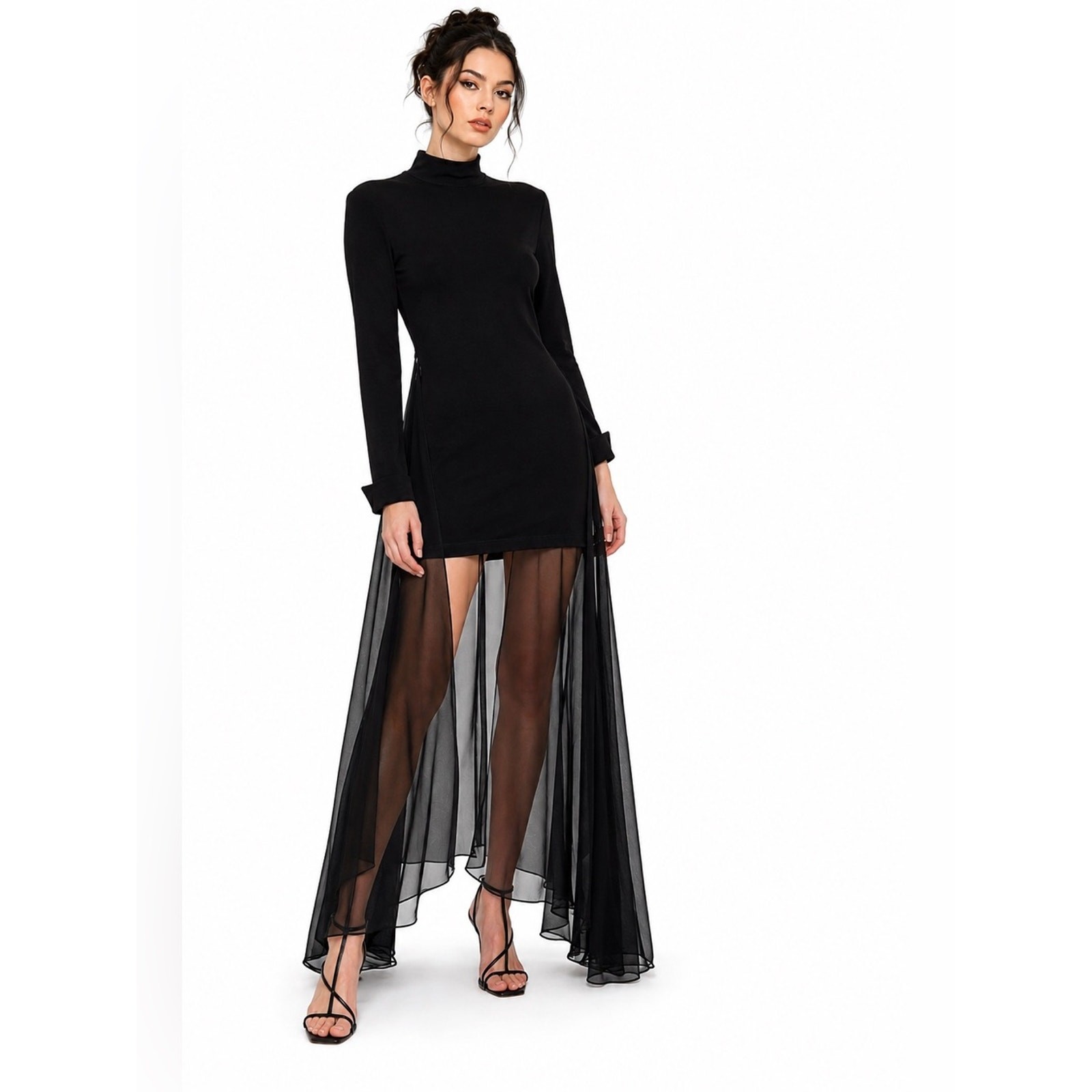 Vintage 1980’s-1990’s Dana Deatherage Cache black dress with sheer skirt