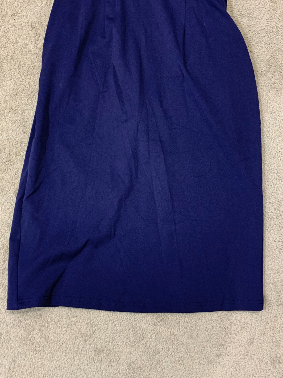 Gentle Warm Navy Dress Womens Size Large One Shoulder Front Slit Stretch Classic