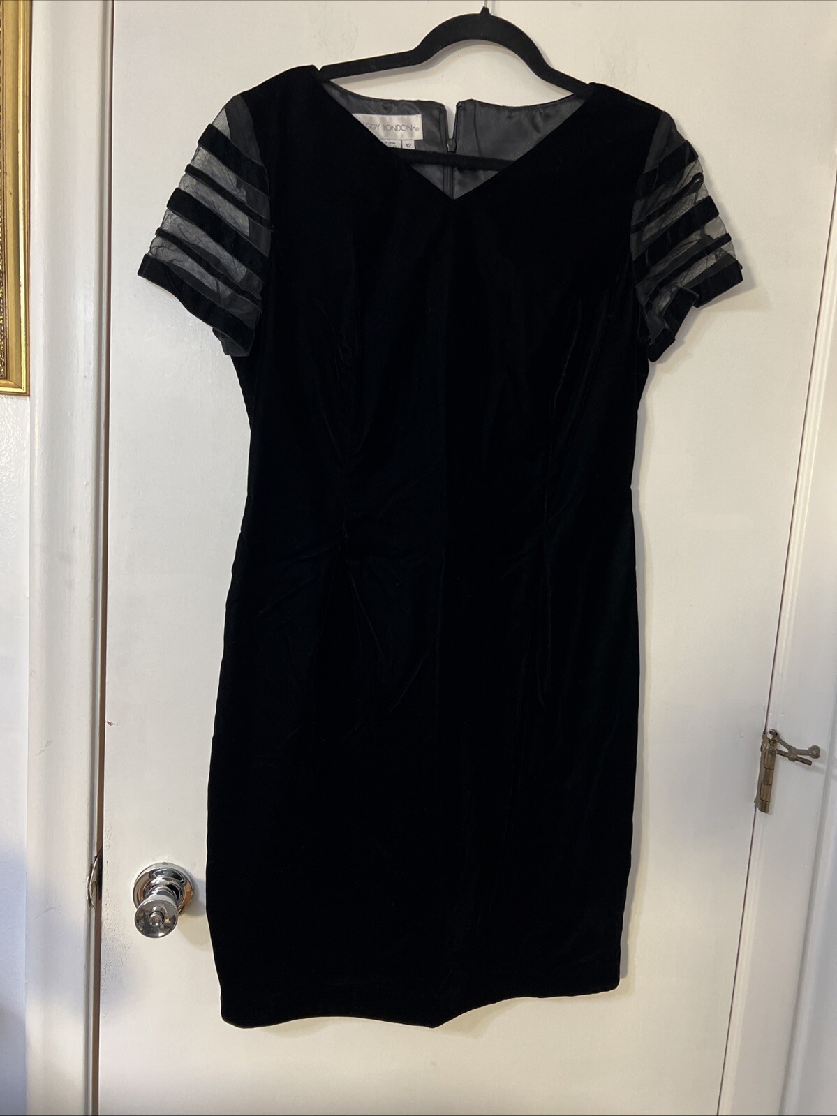 Maggy London Velvet Short Sheer Sleeve Dress Size 12 Preppy Fairygrundge Gothic