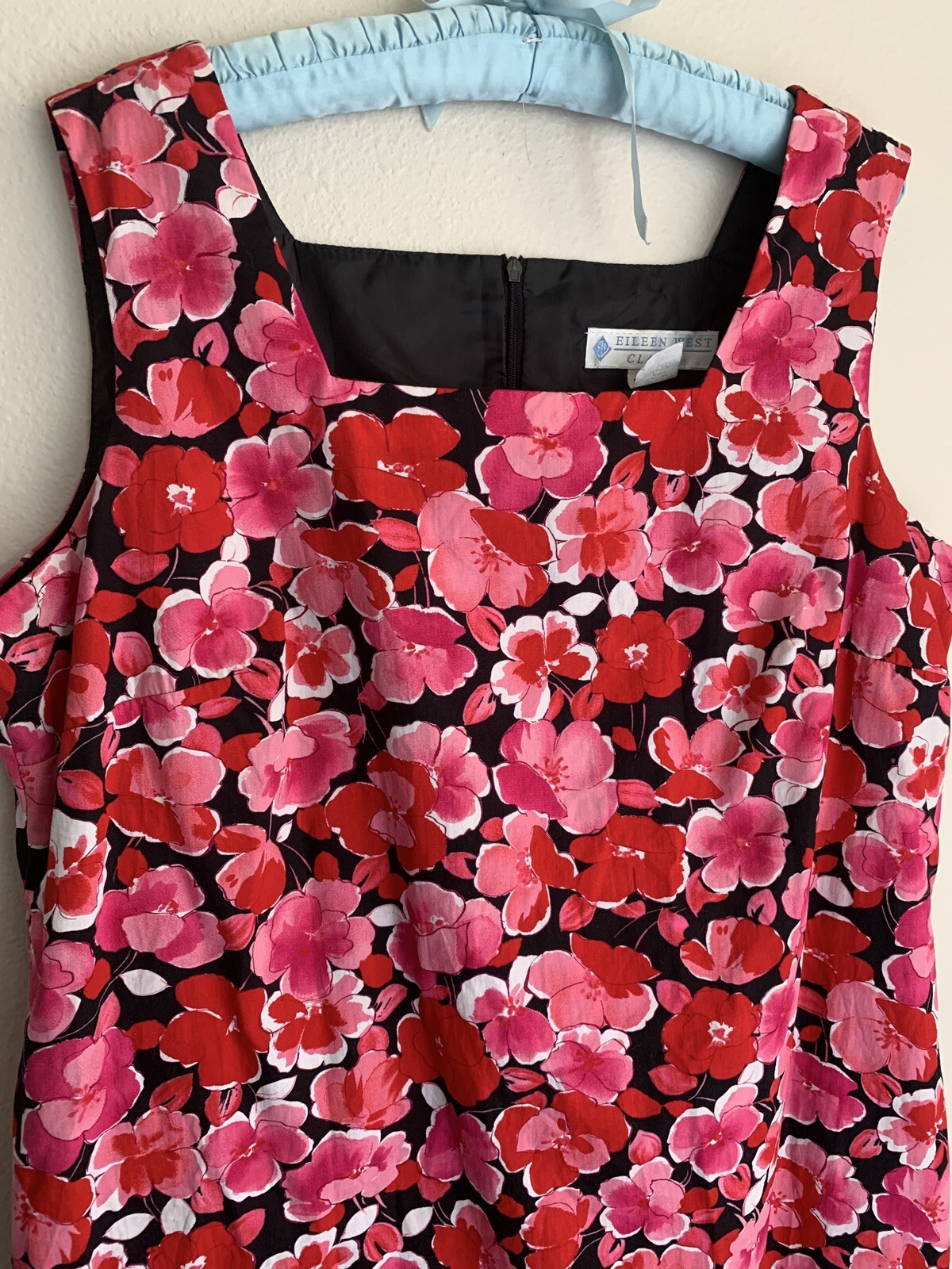 20W Eileen West Classic Flower Dress Shift Dark Pink Red Floral Workwear Plus