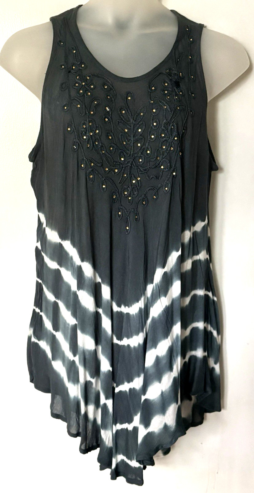 NWT Womens SEVEN ISLANDS Embroidered Embellished Tie Dye Dress Top Coverup 1X