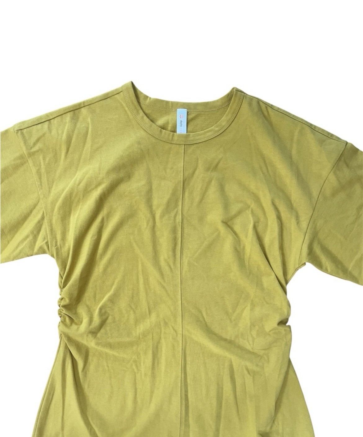 Daily Practice Field Day Gold Yellow Sinch Detail Crewneck Cotton T-Shirt Dress