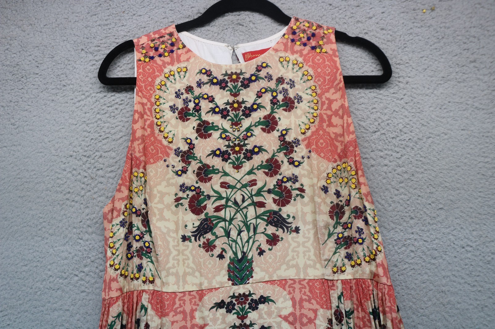 Bhanuni by Jyori Anthropologie Beaded Floral Maxi Dress-Medium-Cottagecore-Boho