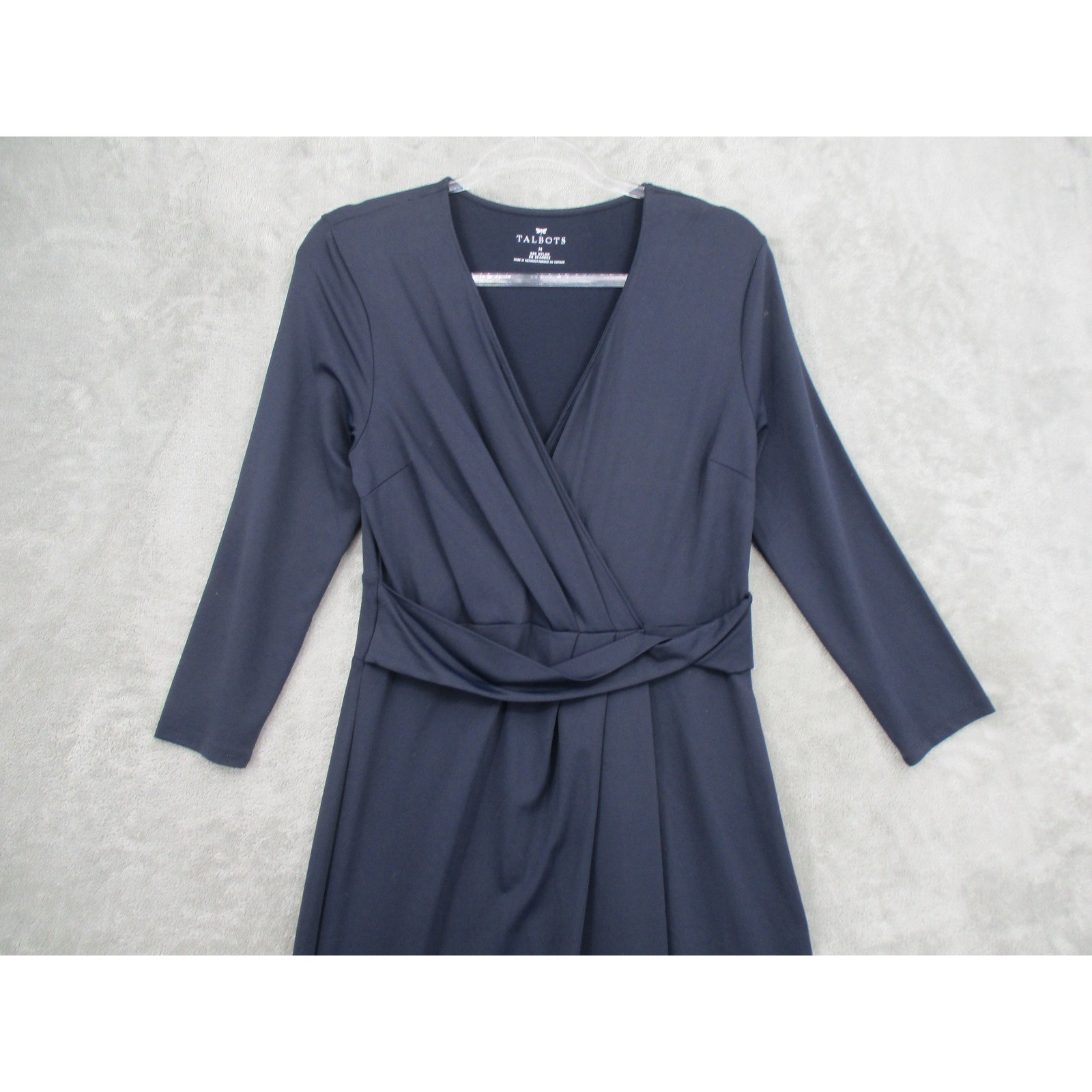 Talbots Dress Womens Medium Stretch Knit Cooling Side Zip Navy Office Career