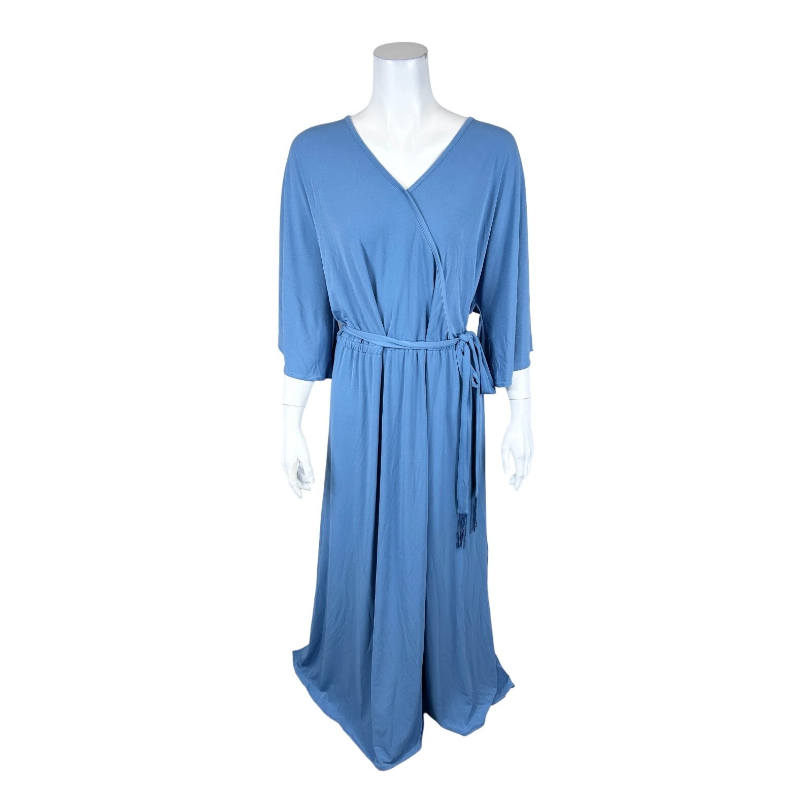 Haute Hippie Womens Tribe Knit Maxi Dress w/ Fringe Belt Slate Blue 1X Plus Size