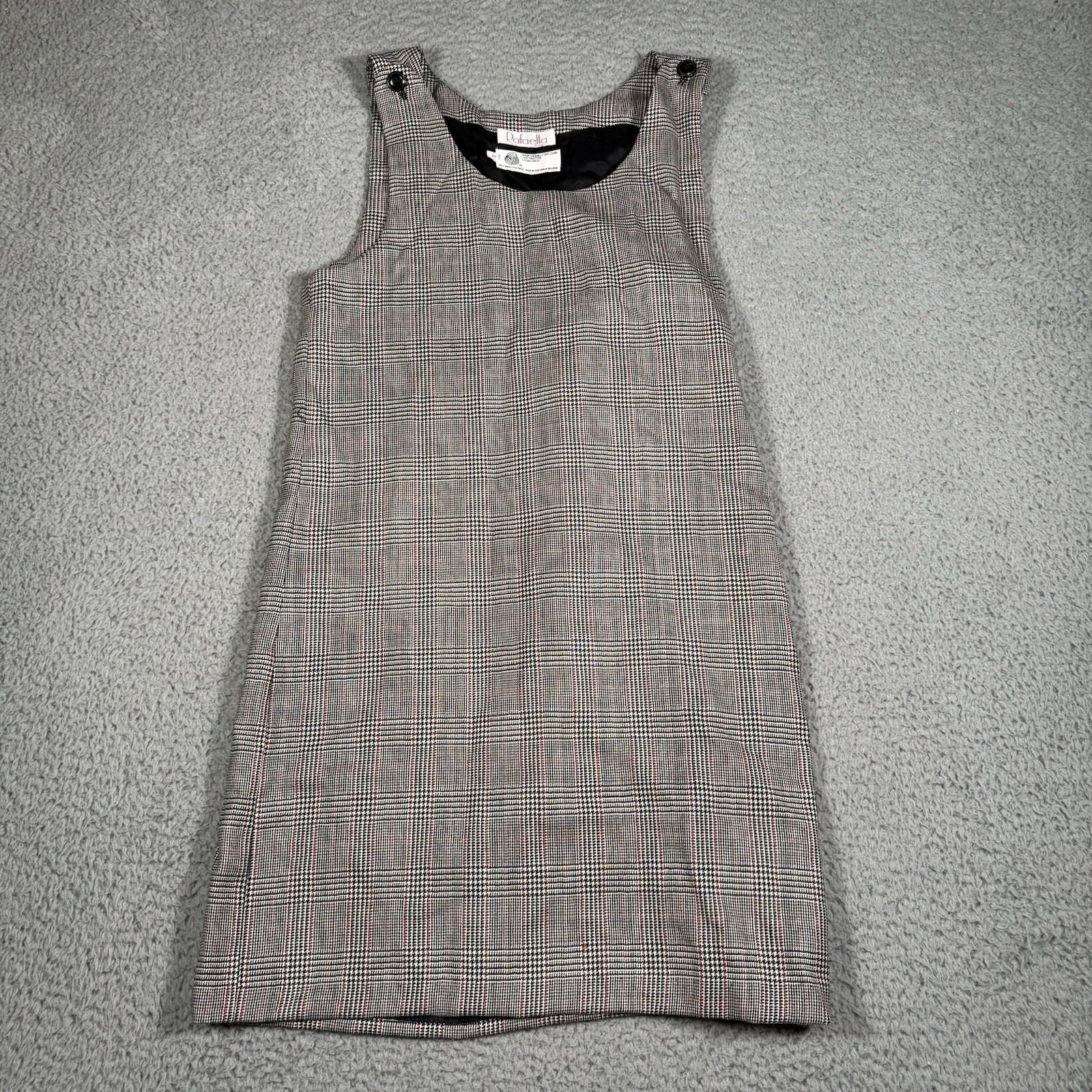 Rafaella Jumper Dress Size 8 Houndstooth Plaid Worsted Wool Sleeveless Dress