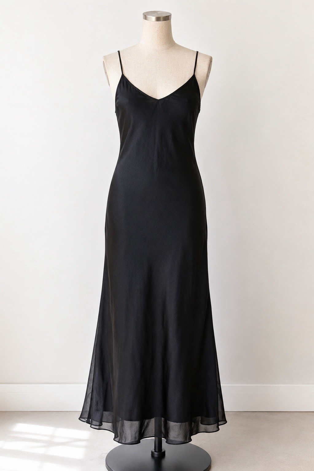 Zara Black Satin Slip Dress NWT Size M Bias Cut Adjustable Strap Midi Maxi $169