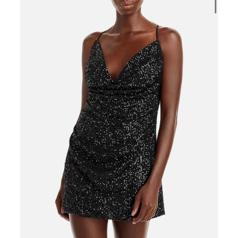 BARDOT Women’s Sequined Above Knee Mini Dress Size 10 New Black