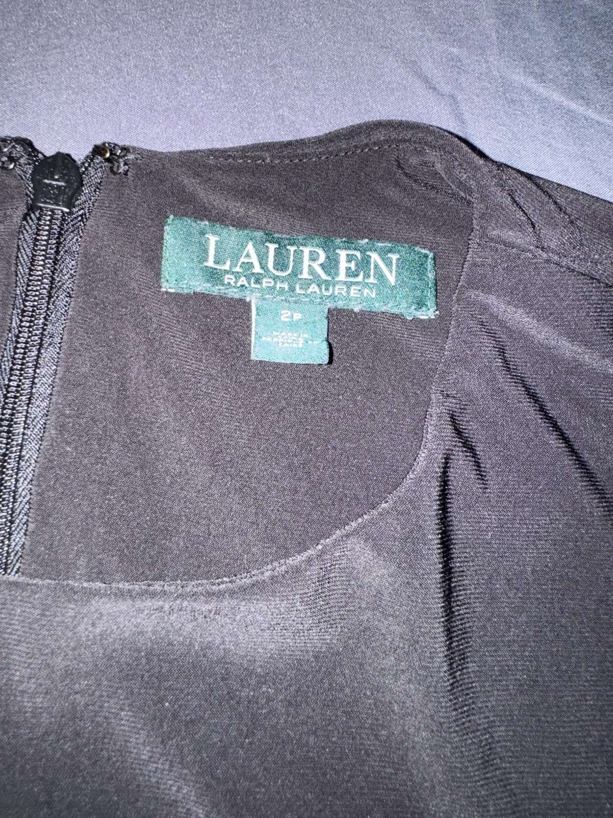 Lauren Ralph Lauren Black Solid A-Line Maxi Dress 3/4 Sleeve Scoop Neck 2P Zip