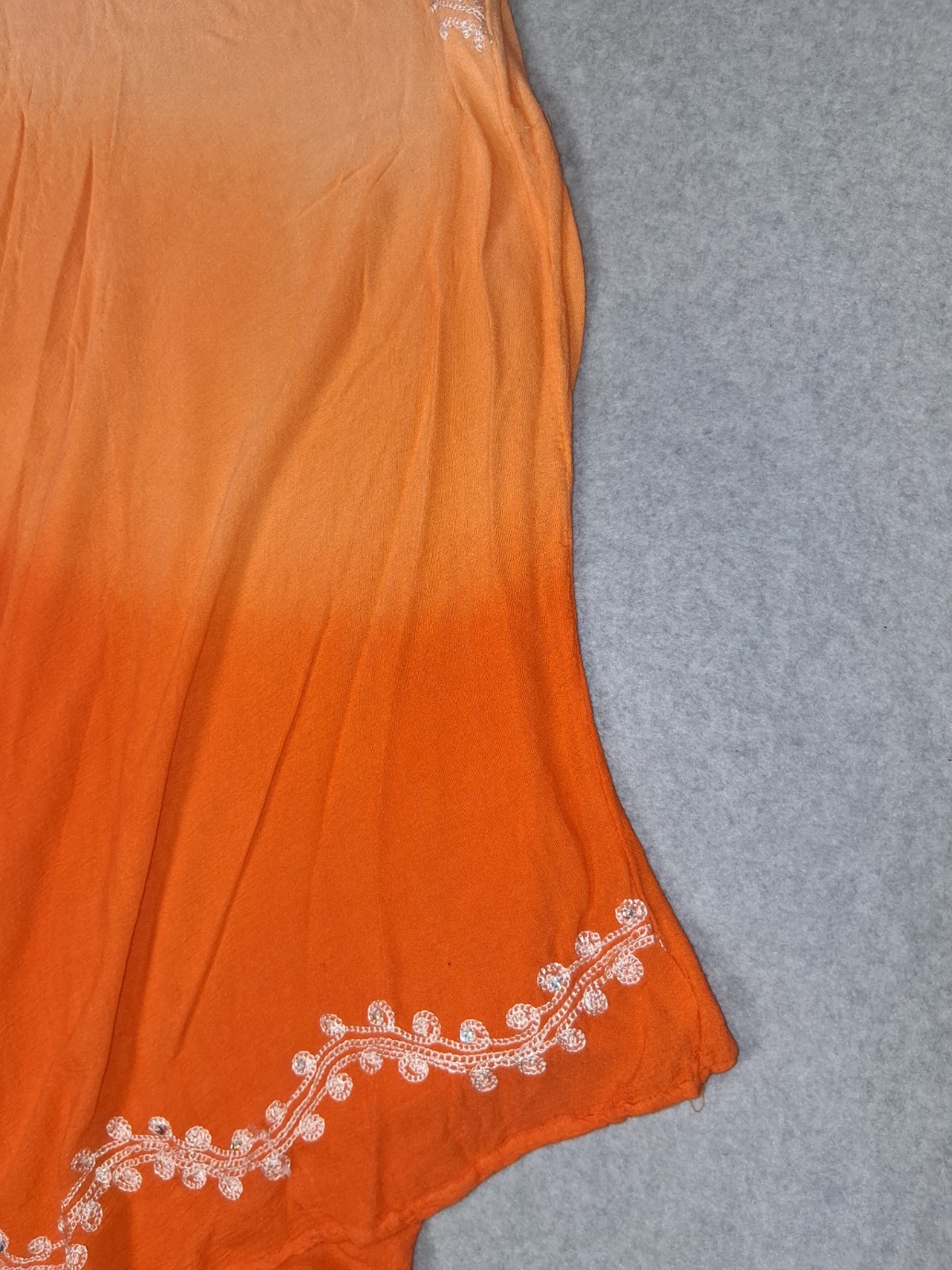 Whispers Embroirdered Ombre Tunic Cover Up Dress Free Size Gradient Orange Boho