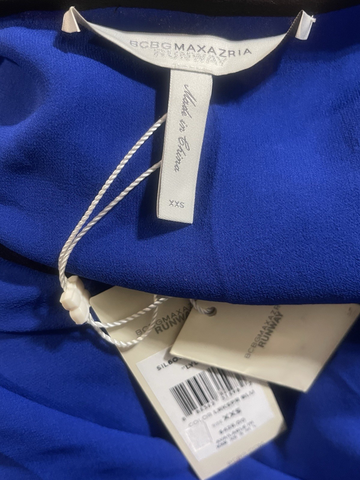 NWT $428 BCBGMAXAZRIA RUNWAY LYDIA LARKSPUR BLUE DRESS Layered Sheer sz XXS Sz 0
