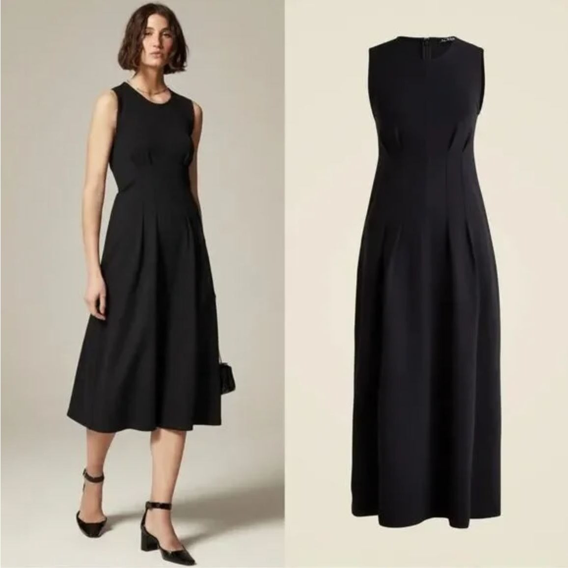 NWT J. Crew 2025 Nadia Ponte Midi Dress XS Black Stretch Minimalist Business