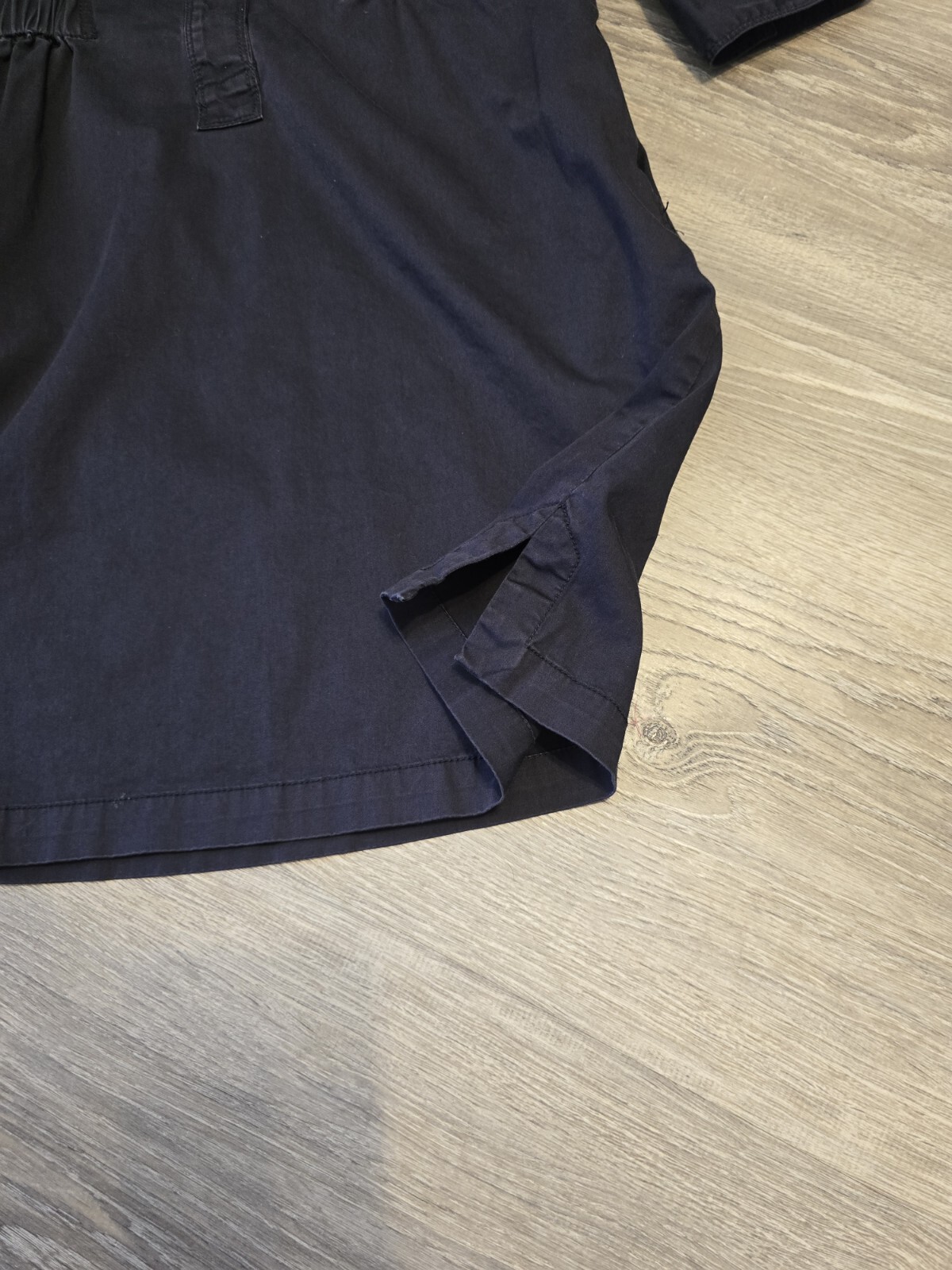 LOFT Navy Button Down Utility Dress XS Pockets & Rollable Sleeves Distressed
