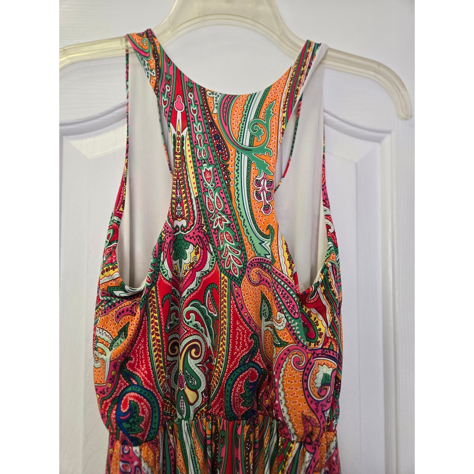 Paisley Maxi Dress Racerback Boho Resortwear Retro Hippie Small S Festival