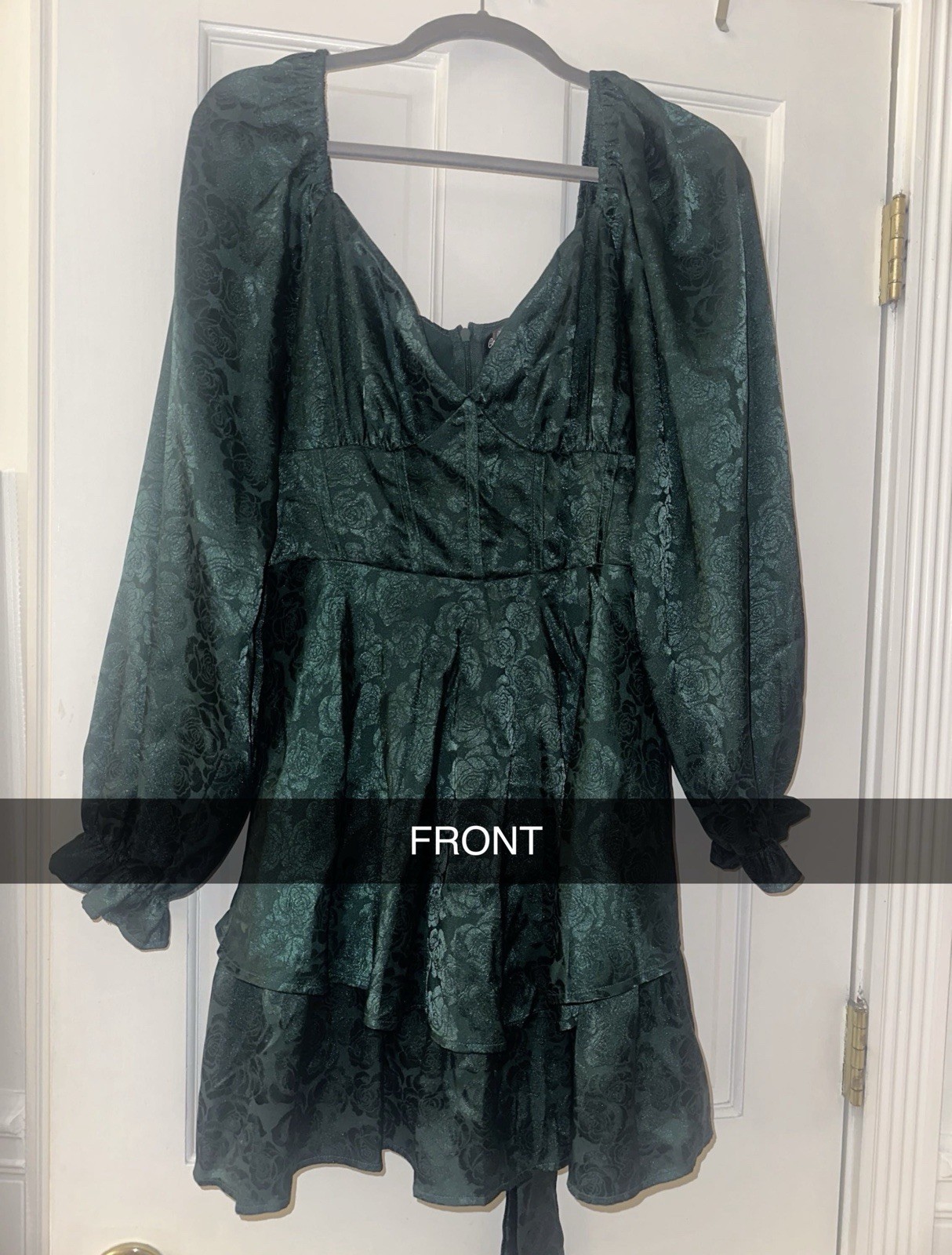 francesca’s Green Floral Long Sleeve Dress XL