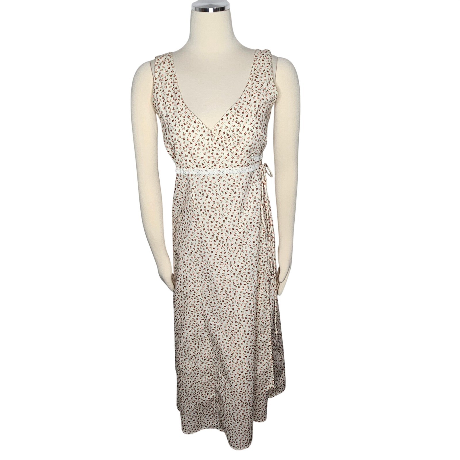 Third Millennium 100% Cotton Wrap Dress Ditsy Floral Cottagecore Prairie Midi 6