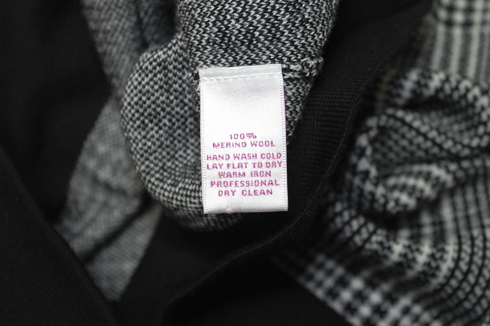 Peter Millar Black White Wool Plaid Turtleneck Sweater Dress Size M